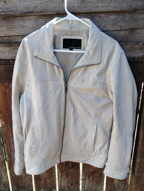 Wilsons Leather ,Mens,SizeM,Cream Leather Zip Jacket